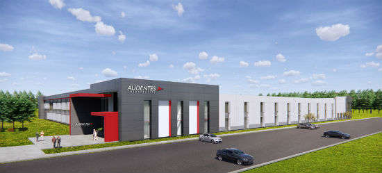 Rendering of new Audentes factory in Sanford