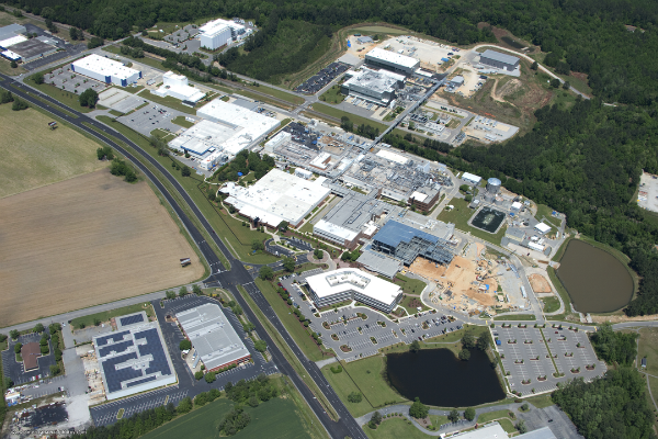 Aerial view of Grifols Clayton campus